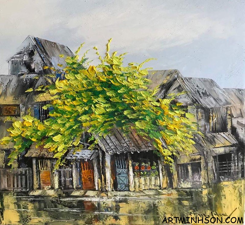 Tranh sơn dầu phong cảnh - Phố cổ Hội An - Họa sĩ Nguyễn Minh Sơn