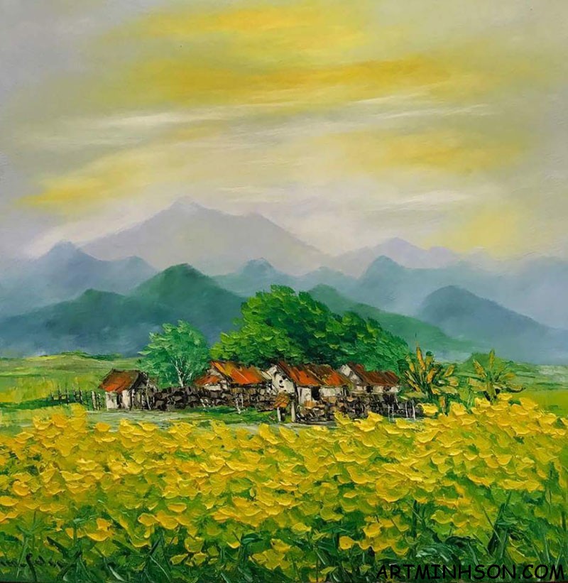 Tranh sơn dầu phong cảnh - Vùng cao - Họa sĩ Nguyễn Minh Sơn